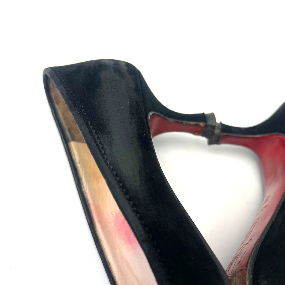 Vtg Christian Louboutin Suede Tassel Kitten Heel Pumps Red Bottom 37 US 6.5 Y2k - Picture 6 of 8